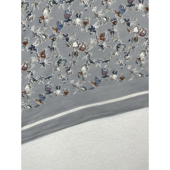 St Michael Rayon Twill Triangle Long Scarf 29"x46” Grey Polka Square Dancers - Picture 6 of 8